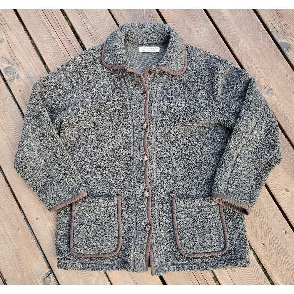 Vintage Saks Fifth Avenue Teddy Sherpa Plush Sweater Jacket Womens Medium